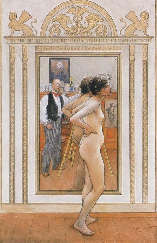 Carl Larsson In front of the Mirror oil painting image
